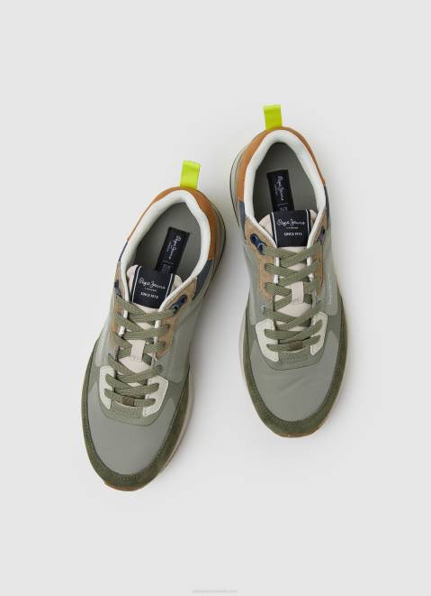 Pepe Jeans London Pro Combined Sneakers Men Khaki Green Z22X1188