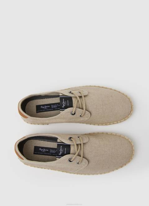 Pepe Jeans Tourist Claic Linen Sneakers Men Ecru Z22X1250