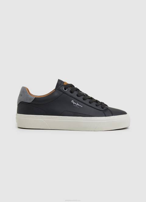 Pepe Jeans Yogi Original Leather Sneakers Men Black Z22X1183