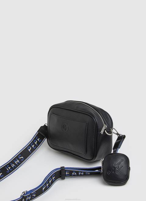 Pepe Jeans Embossed Logo Maxi Crossbody Bag Women Black Z22X713