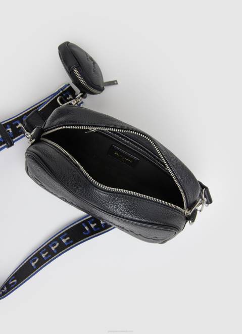 Pepe Jeans Embossed Logo Maxi Crossbody Bag Women Black Z22X713