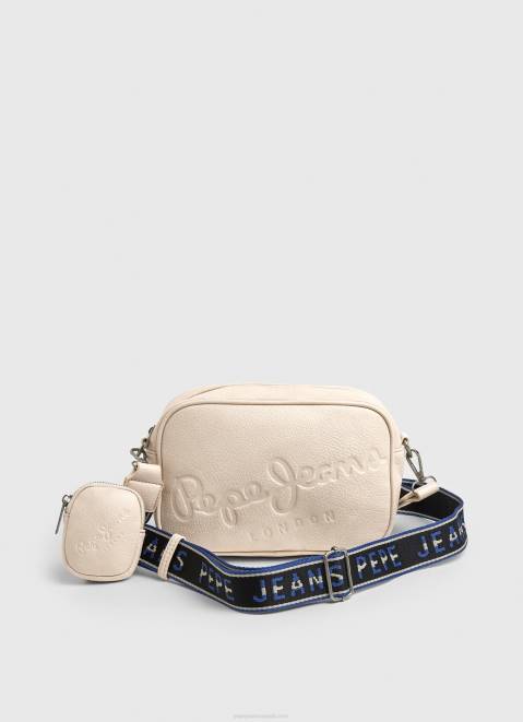 Pepe Jeans Embossed Logo Maxi Crossbody Bag Women Buttermilk Z22X712