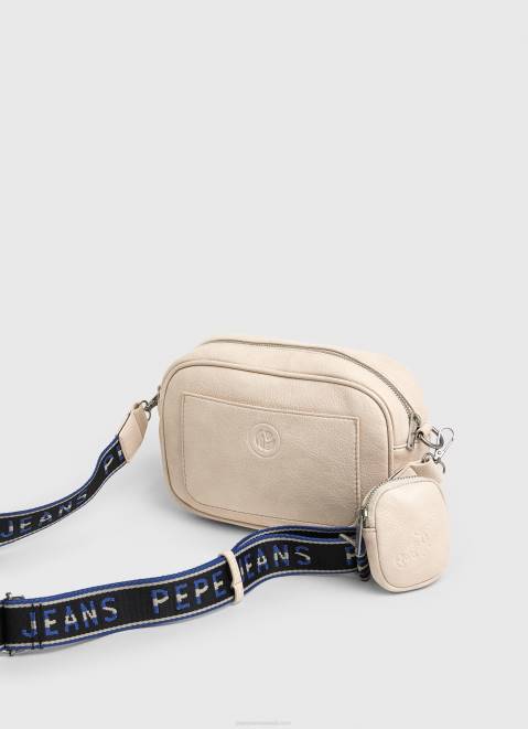 Pepe Jeans Embossed Logo Maxi Crossbody Bag Women Buttermilk Z22X712