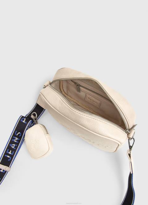 Pepe Jeans Embossed Logo Maxi Crossbody Bag Women Buttermilk Z22X712