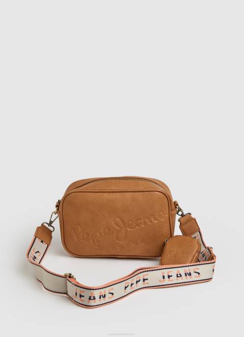 Pepe Jeans Embossed Logo Maxi Crossbody Bag Women Camel Z22X714