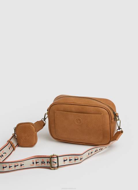 Pepe Jeans Embossed Logo Maxi Crossbody Bag Women Camel Z22X714