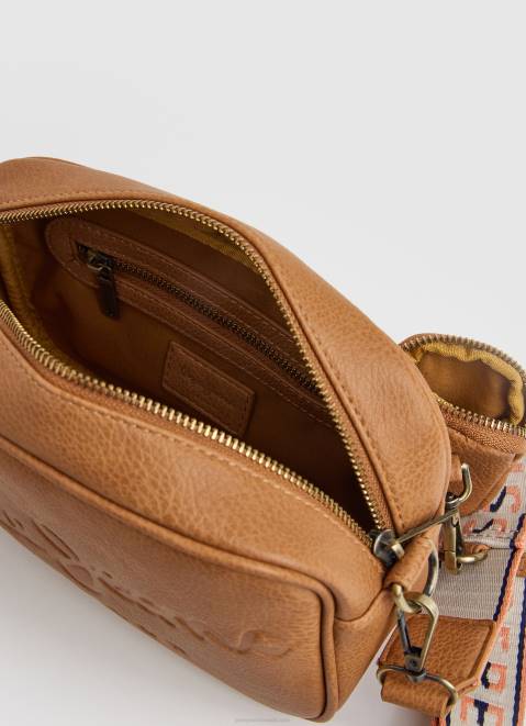 Pepe Jeans Embossed Logo Maxi Crossbody Bag Women Camel Z22X714
