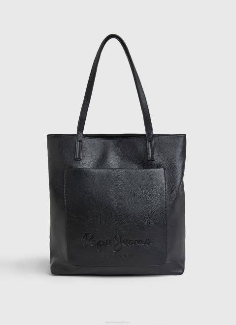 Pepe Jeans Embossed Logo Tote Bag Women Black Z22X711