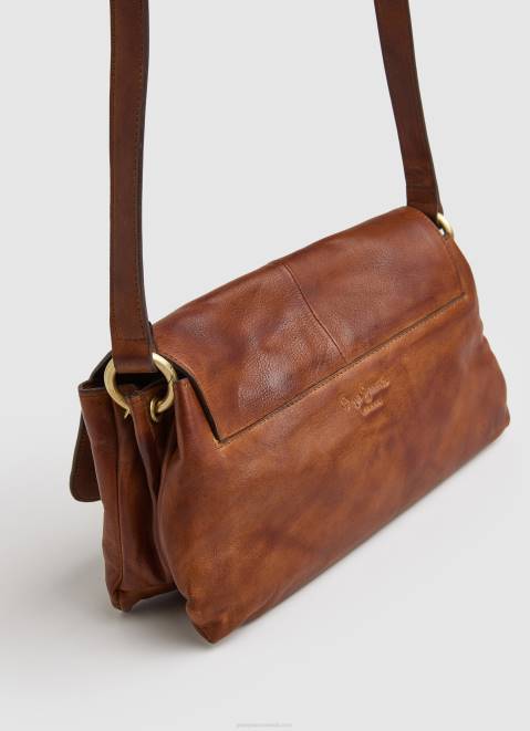 Pepe Jeans Leather Shoulder Bag Women Tobacco Z22X746