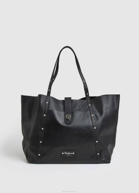 Pepe Jeans Leather Tote Bag Women Black Z22X747
