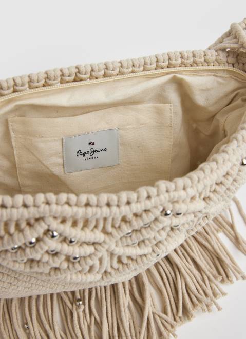 Pepe Jeans Macrame Crossbody Bag Women Mousse Z22X709