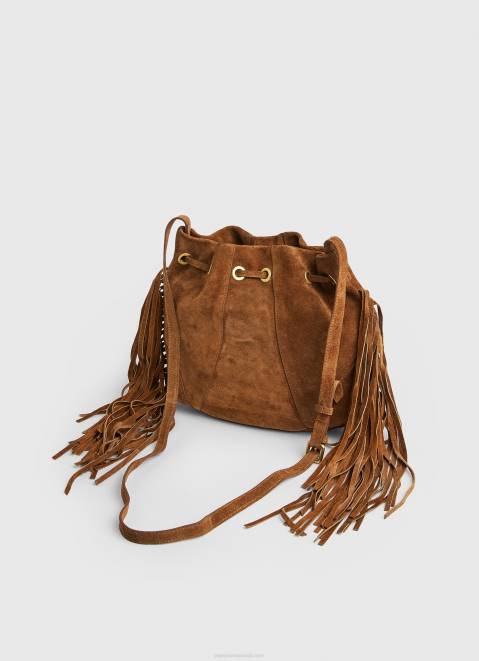 Pepe Jeans Suede Bucket Bag Women Camel Z22X724