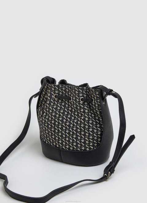 Pepe Jeans Woven Jacquard Bucket Bag Women Black Z22X730