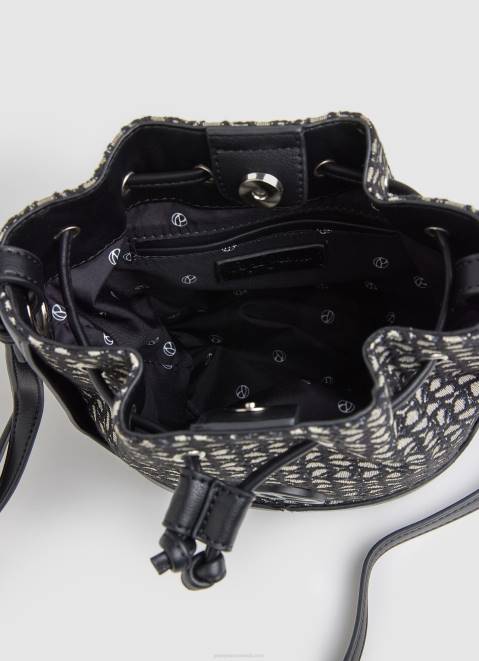 Pepe Jeans Woven Jacquard Bucket Bag Women Black Z22X730