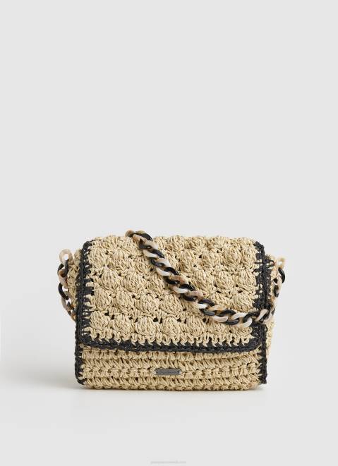 Pepe Jeans Woven Straw Crossbody Bag Women Black Z22X718