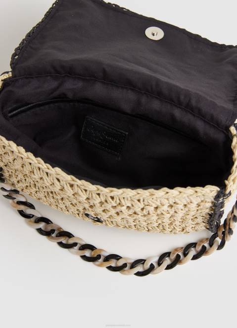 Pepe Jeans Woven Straw Crossbody Bag Women Black Z22X718