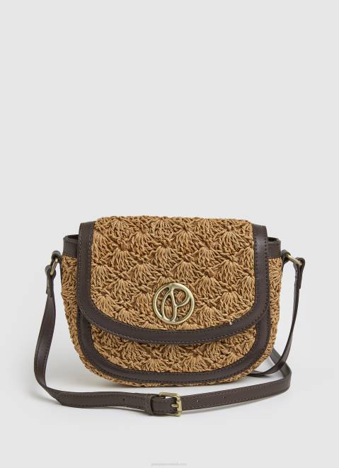 Pepe Jeans Woven Straw Crossbody Bag Women Caramel Z22X742