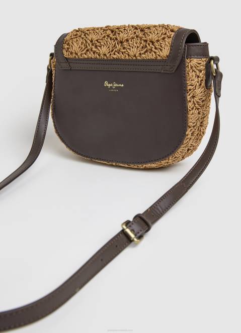 Pepe Jeans Woven Straw Crossbody Bag Women Caramel Z22X742