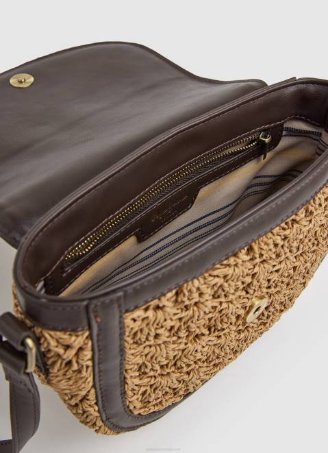 Pepe Jeans Woven Straw Crossbody Bag Women Caramel Z22X742