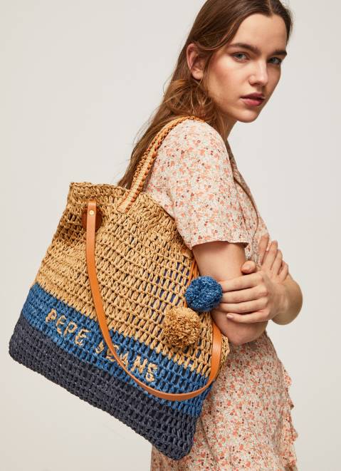 Pepe Jeans Woven Straw Tote Bag Women Dulwich Z22X745