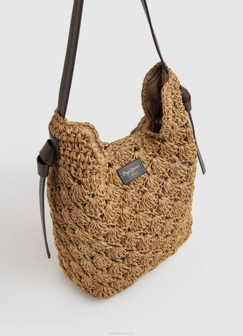 Pepe Jeans Woven Straw Tote Women Caramel Z22X717