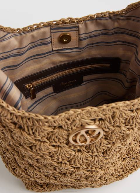 Pepe Jeans Woven Straw Tote Women Caramel Z22X717