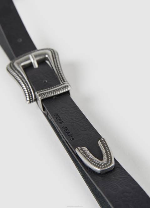 Pepe Jeans Leather Thin Belt Women Black Z22X759