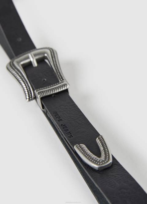 Pepe Jeans Leather Thin Belt Women Black Z22X759