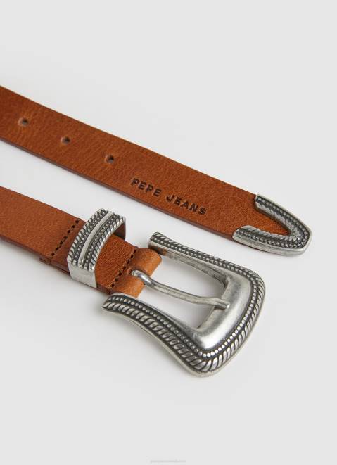 Pepe Jeans Leather Thin Belt Women Tan Z22X760
