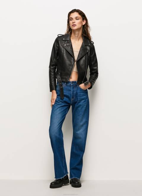 Pepe Jeans Biker Jacket With Epalules Shoulders Women Black Z22X116