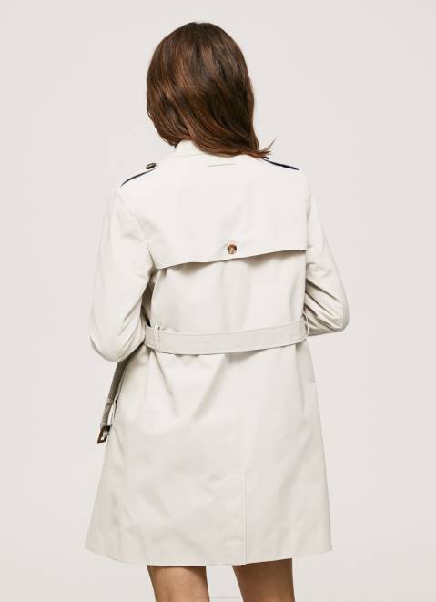 Pepe Jeans Classic Twill Trench Coat Women Off Lace Z22X106