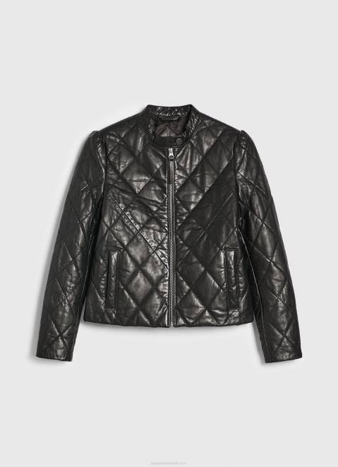 Pepe Jeans Diamond Design Leather Jacket Women Black Z22X140