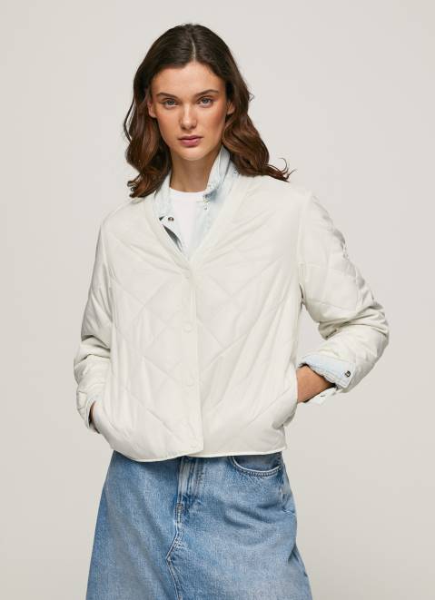 Pepe Jeans Diamond Quilted Jacket Women Mousse Z22X120