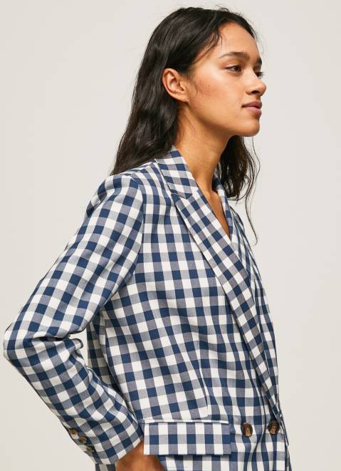 Pepe Jeans Ginghy Check Printed Blazer Women Multi Z22X136