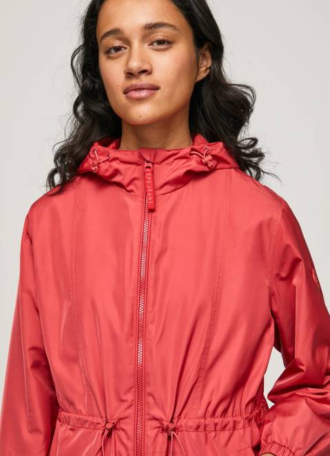 Pepe Jeans Hooded Windbreaker Jacket Women Studio Red Z22X129