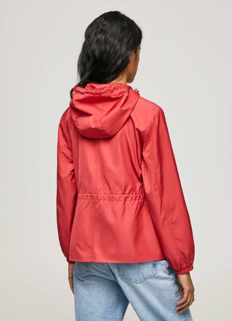 Pepe Jeans Hooded Windbreaker Jacket Women Studio Red Z22X129