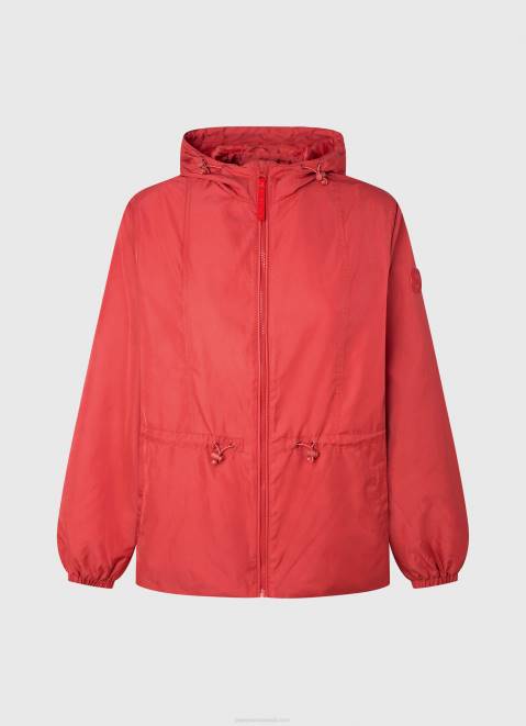 Pepe Jeans Hooded Windbreaker Jacket Women Studio Red Z22X129