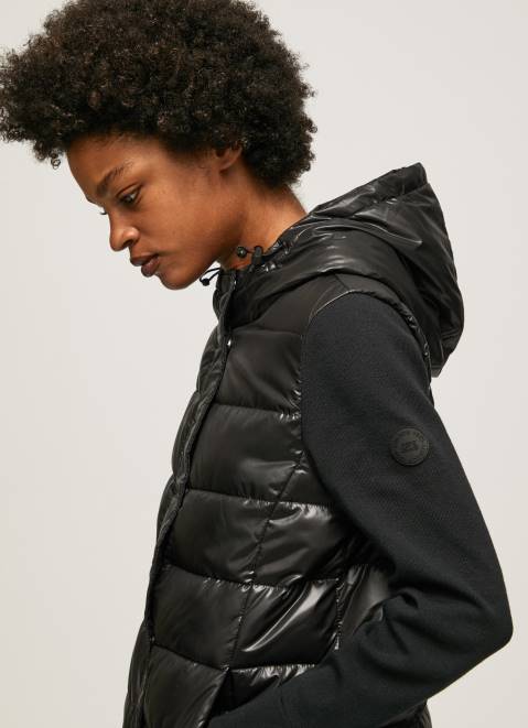 Pepe Jeans Matte Finish Puffed Jacket Women Black Z22X121
