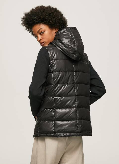 Pepe Jeans Matte Finish Puffed Jacket Women Black Z22X121