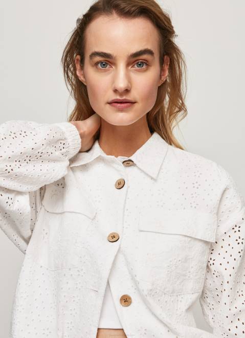 Pepe Jeans Openwork Cotton Jacket Women White Z22X142