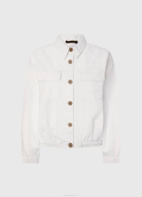 Pepe Jeans Openwork Cotton Jacket Women White Z22X142