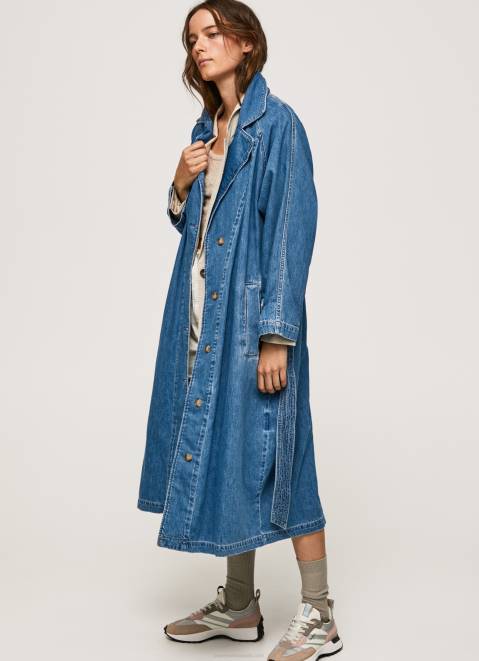 Pepe Jeans Oversized Denim Trench Coat Women Denim Z22X108