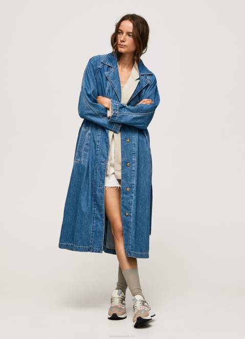 Pepe Jeans Oversized Denim Trench Coat Women Denim Z22X108