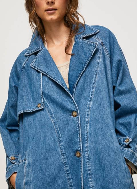 Pepe Jeans Oversized Denim Trench Coat Women Denim Z22X108