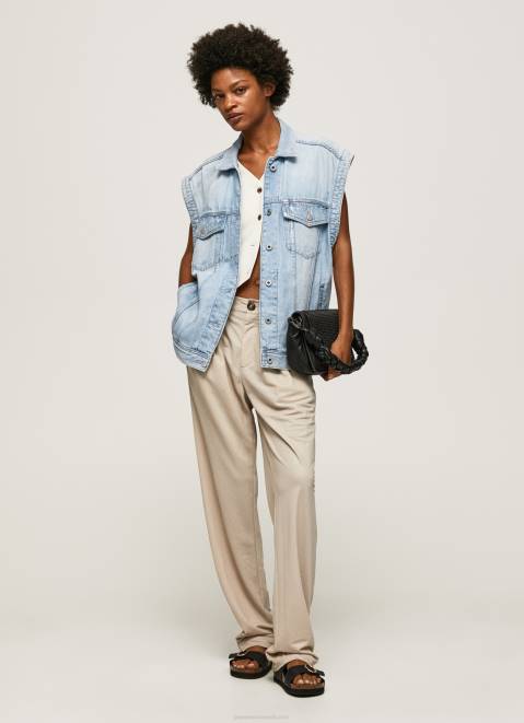 Pepe Jeans Oversized Fit Denim Waistcoat Women Denim Z22X131