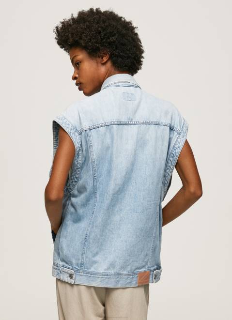 Pepe Jeans Oversized Fit Denim Waistcoat Women Denim Z22X131