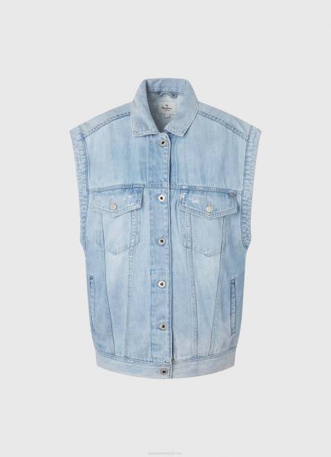 Pepe Jeans Oversized Fit Denim Waistcoat Women Denim Z22X131