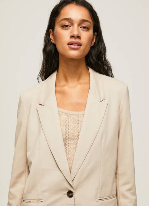 Pepe Jeans Plain Blazer With Shoulder Pads Women Buff Z22X134