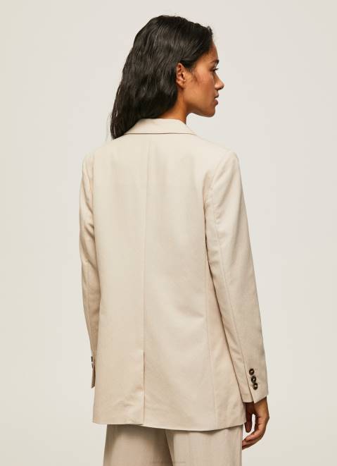 Pepe Jeans Plain Blazer With Shoulder Pads Women Buff Z22X134