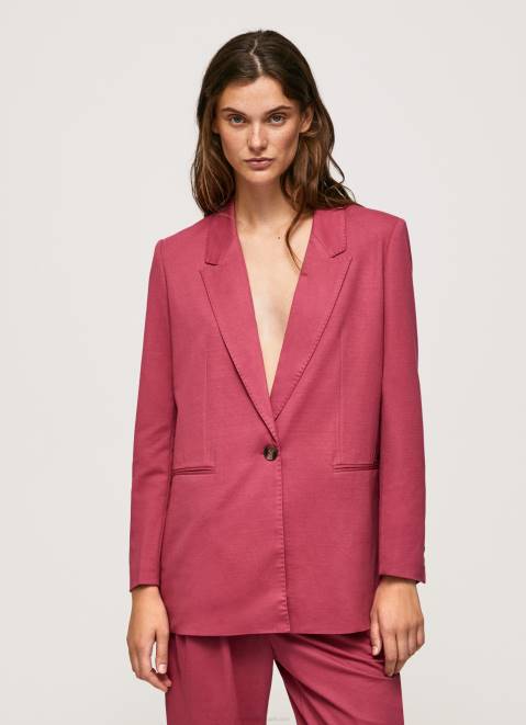 Pepe Jeans Plain Blazer With Shoulder Pads Women Dark Blush Z22X112